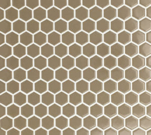 Glazed Hexagon Mosaic Sand 1" Hex on 12" x 12" Glossy MIKSAND01