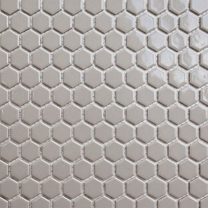 Glazed Hexagon Mosaic Smoke 1" Hex on 12" x 12" Glossy MIKSMOKE01