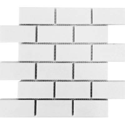 CC Mosaic Series Snow White Bright 2" x 4" Brick on 12" x 12" U072-12M