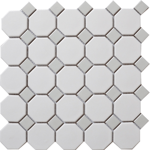 CC Mosaic Series Snow White and Gray Octagon on 12" x 12" UFCC112-12M