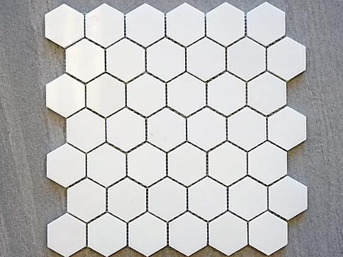 Elegant Mosaic TW61 Thassos White 2" Hexagon on 13" x 12.75"
