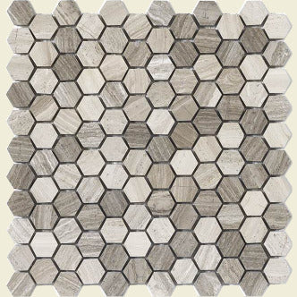 WOODGRHEX Alto 1" Natural Stone Hexagon Mosaic