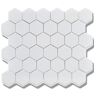 CC Mosaic Series White Matte 2" x 2" Hex on 12" x 12" UFCC102-12M