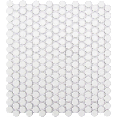 CC Mosaic Series White Matte Penny Round on 12" x 12" UFCC108-12M