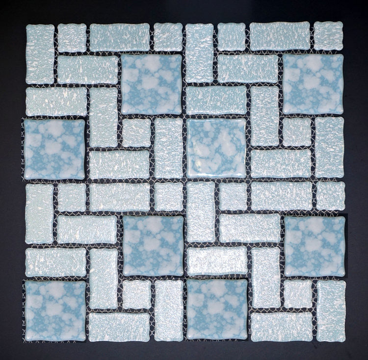 Mosaic BLUE BLOCK RANDOM WAVED EDGES 2-1/4" TMR418