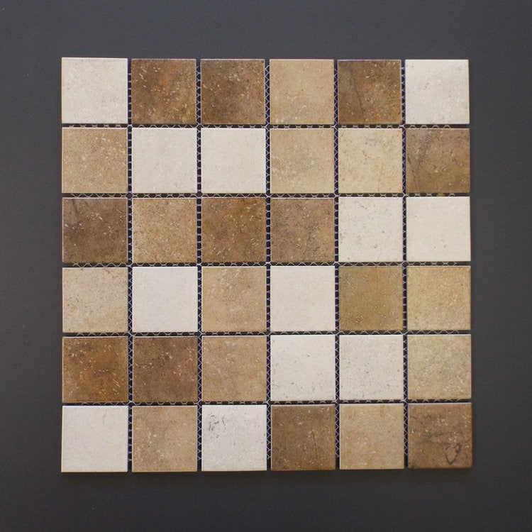 Designer's Collection Square Matte Mosaic Beige Mix 2" x 2" SQ-PHPCR88