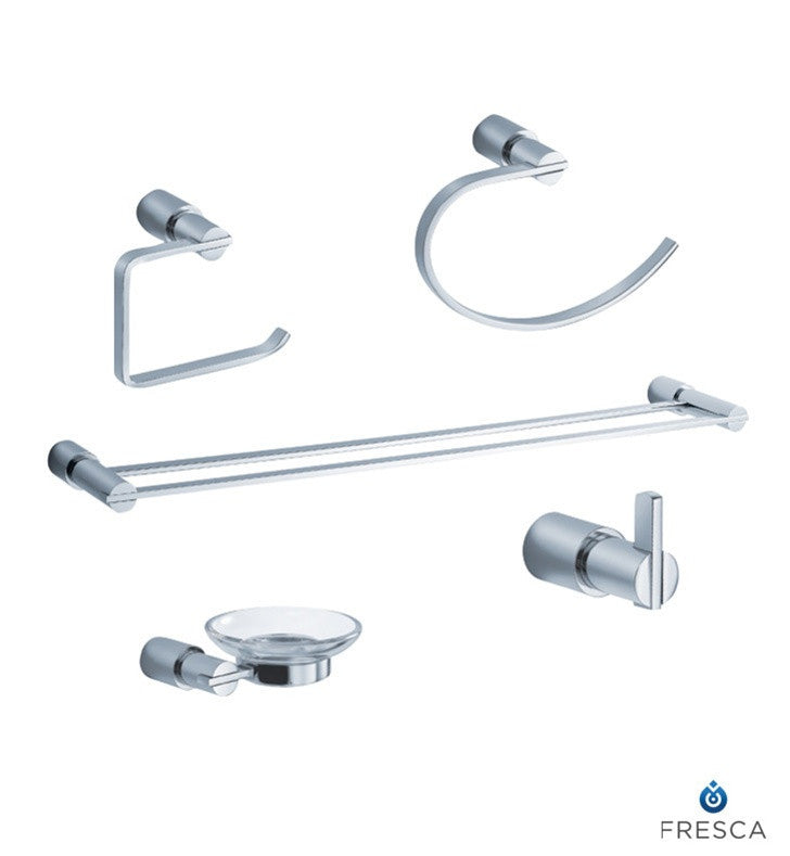 Fresca Magnifico 5 Piece Bathroom Accessory Set in Chrome with Double Towel Bar FAC0100-D