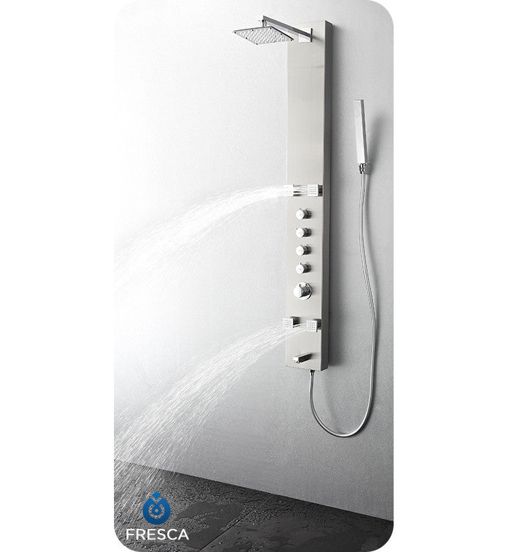 Fresca Pavia Stainless Steel Thermostatic Shower Massage Panel in Brushed Silver FSP8001BS