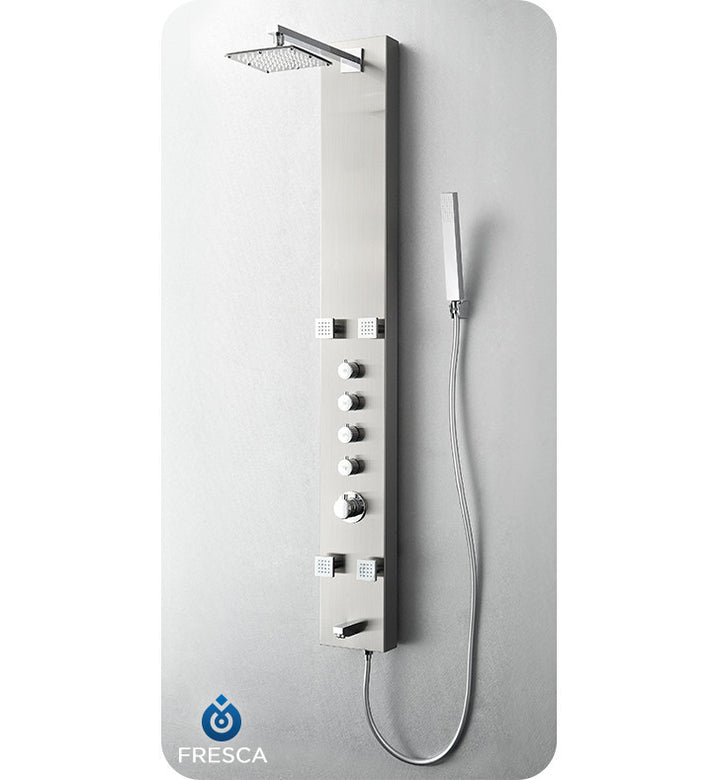 Fresca Pavia Stainless Steel Thermostatic Shower Massage Panel in Brushed Silver FSP8001BS