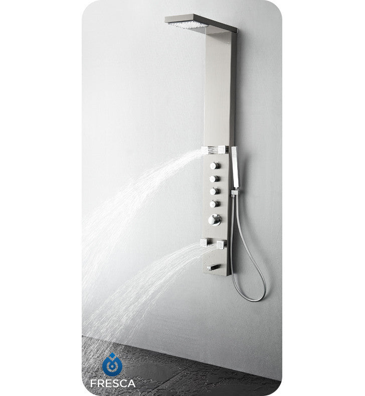 Fresca Verona Stainless Steel Thermostatic Shower Massage Panel in Brushed Silver FSP8006BS