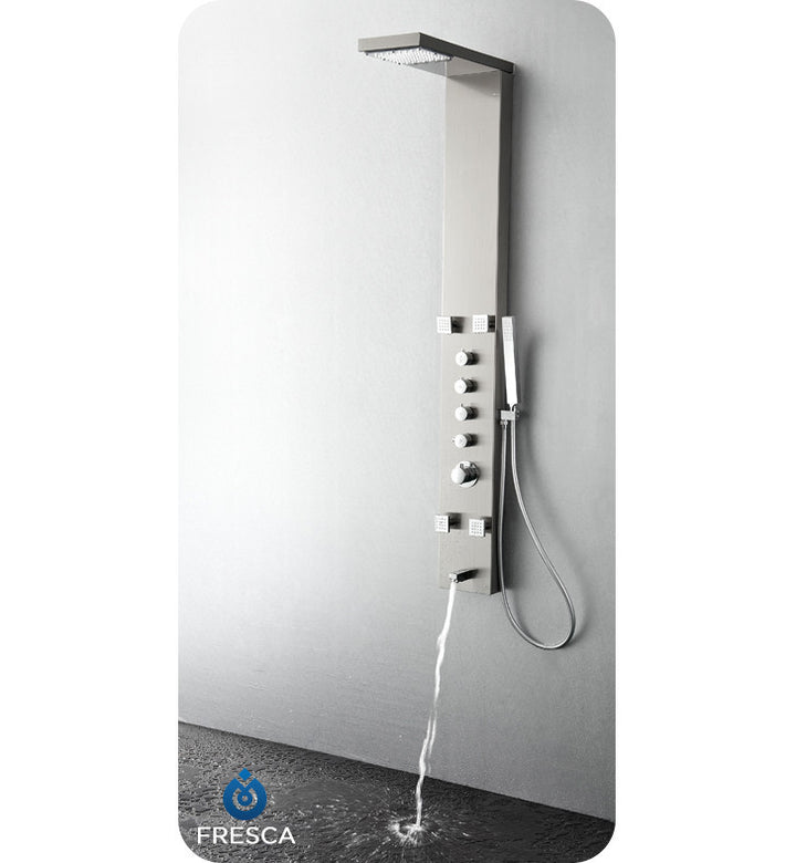 Fresca Verona Stainless Steel Thermostatic Shower Massage Panel in Brushed Silver FSP8006BS