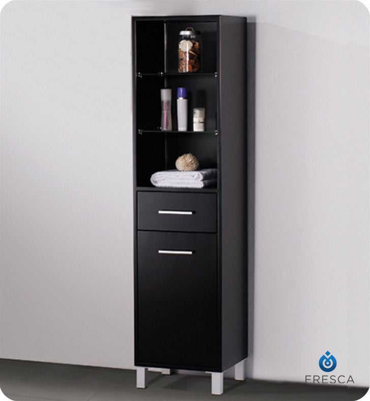 Fresca Espresso Bathroom Linen Side Cabinet with 3 Open Shelves FST1004ES