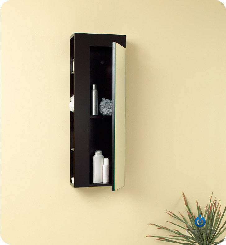 Fresca Espresso Bathroom Linen Side Cabinet with Large Mirror Door FST1024ES