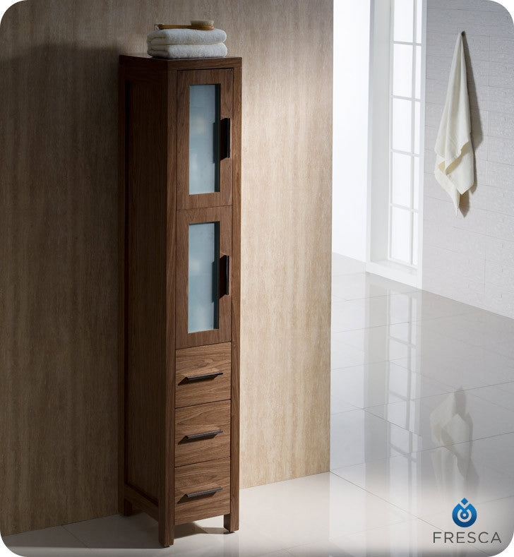 Fresca Torino Walnut Brown Tall Bathroom Linen Side Cabinet FST6260WB