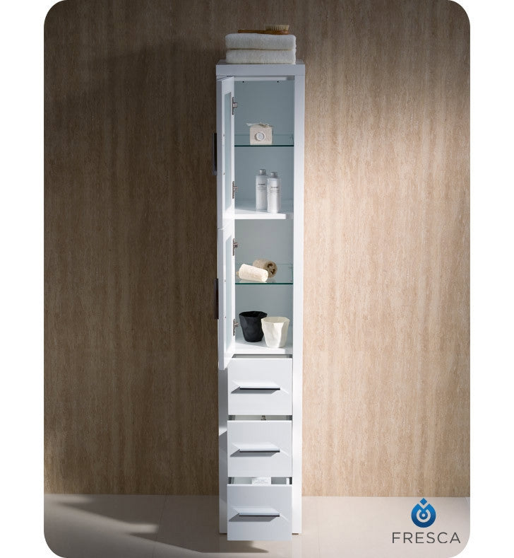 Fresca Torino White Tall Bathroom Linen Side Cabinet FST6260WH