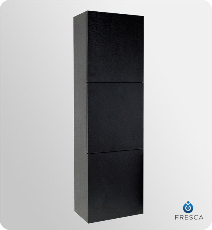 Fresca Black Bathroom Linen Side Cabinet with 3 Large Storage Areas FST8090BW