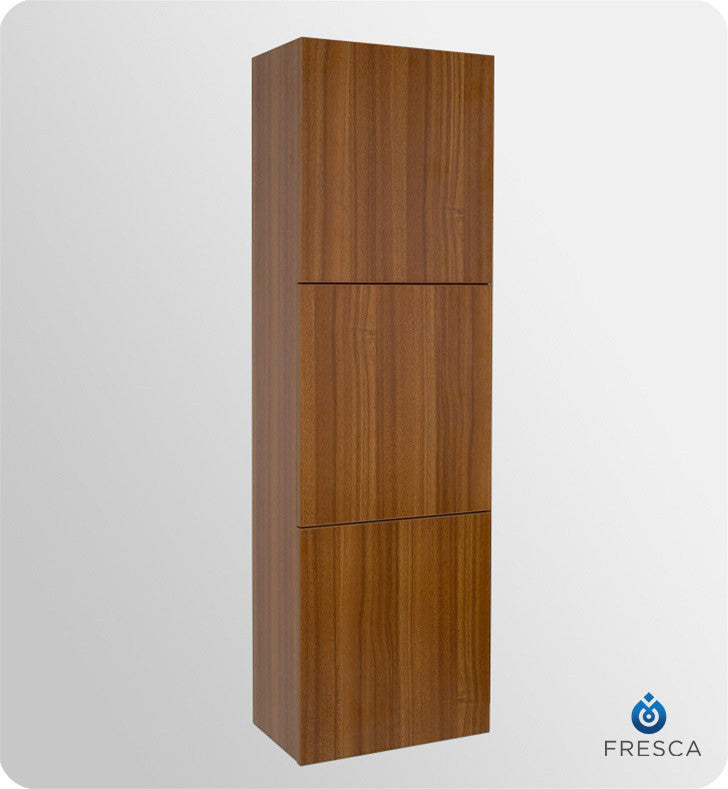 Fresca Teak Bathroom Linen Side Cabinet with 3 Large Storage Areas FST8090TK