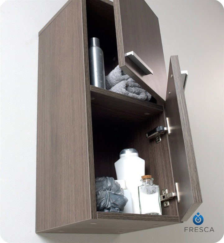 Fresca Gray Oak Bathroom Linen Side Cabinet with 2 Storage Areas FST8091GO