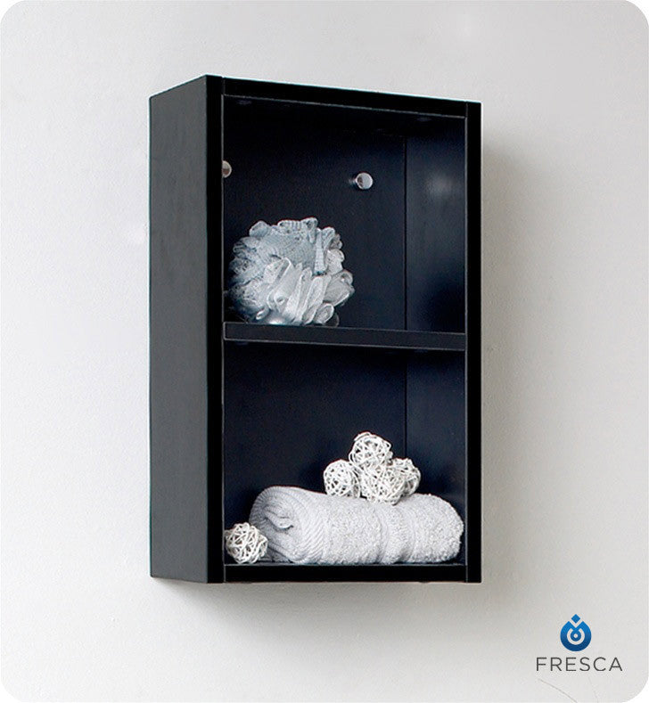 Fresca Black Bathroom Linen Side Cabinet with 2 Open Storage Areas FST8092BW