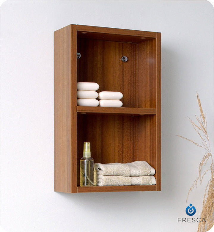 Fresca Teak Bathroom Linen Side Cabinet with 2 Open Storage Areas FST8092TK