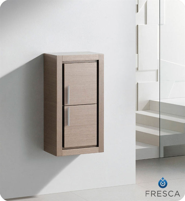 Fresca Gray Oak Bathroom Linen Side Cabinet with 2 Doors FST8140GO