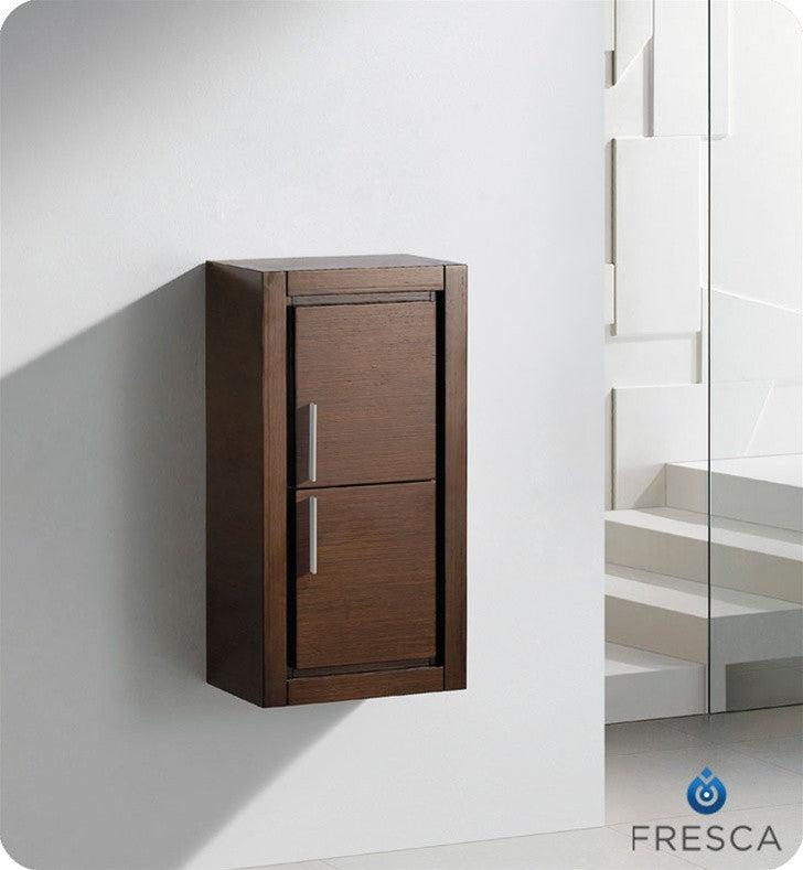 Fresca Wenge Brown Bathroom Linen Side Cabinet with 2 Doors FST8140WG