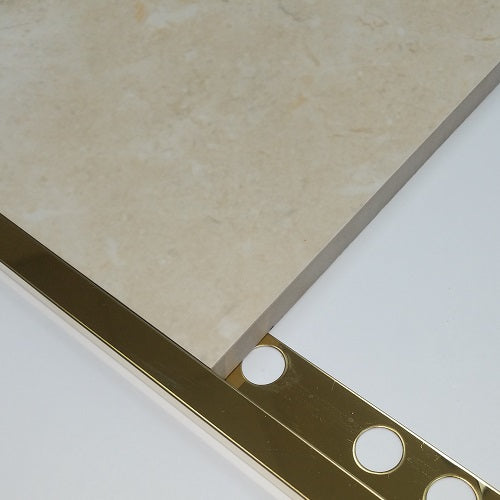 Alerio Stainless Steel Tile Trim 7/16" x 96" Gold Mirror Square A-2S