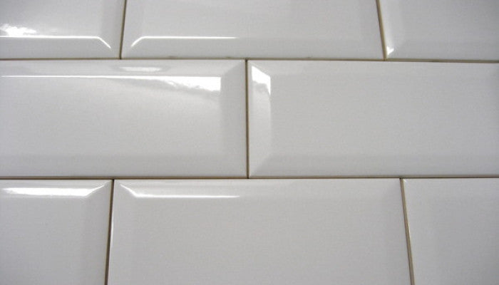 Olympia Tile Chess White Beveled Subway Tiles 3x6 Glossy Finish (Call for Price)