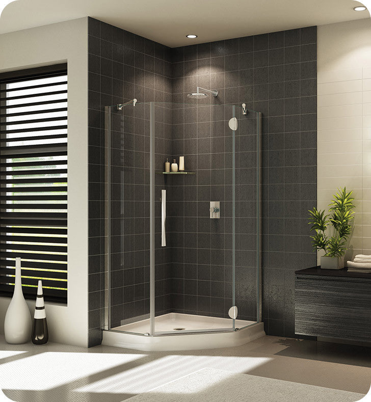 Fleurco Platinum Neo Angle Single Shower Door with Glass to Glass Hinges and Support Bar System PXNA